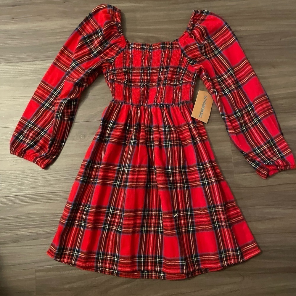 Thereabouts Girls Vibrant Long Sleeve A-Line Dress Red Tartan size S 7/8 -NWT - Picture 6 of 6